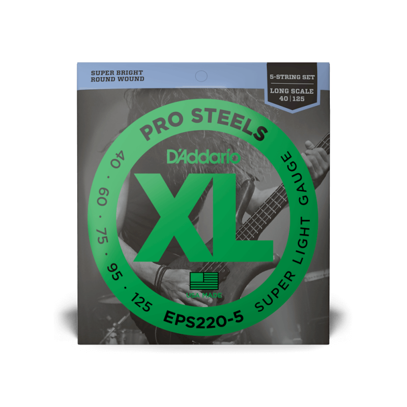 Набор струн D'ADDARIO EPS220-5 XL PROSTEELS BASS SUPER LIGHT 5-STRING (40-125)